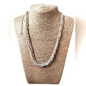Gorgeous Champagne/Silver Beaded & Gold Loft Necklace